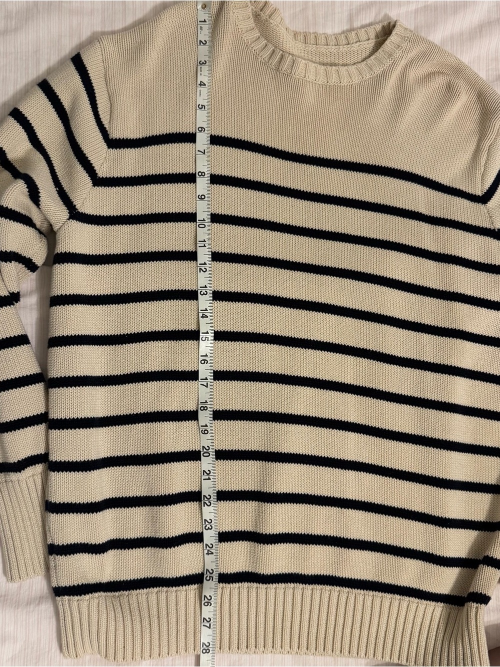 Brandy Melville Striped Crewneck Sweater - Cream and Black - Picture 3 of 5